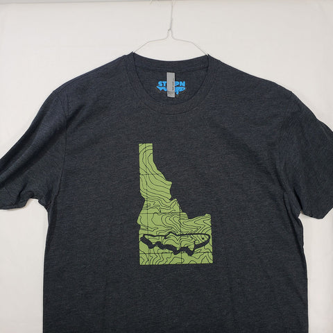 Large Idaho Topo Trout T shirt $8 Fly Fishing T shirt - Stripn Flywear